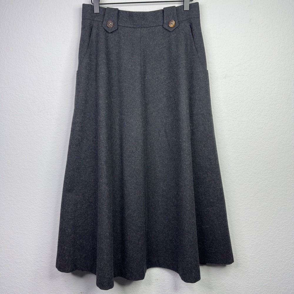 Vintage Dachstein Skirt Womens 40 Gray Pure Wool A-Line Dark Academia‎ Preppy